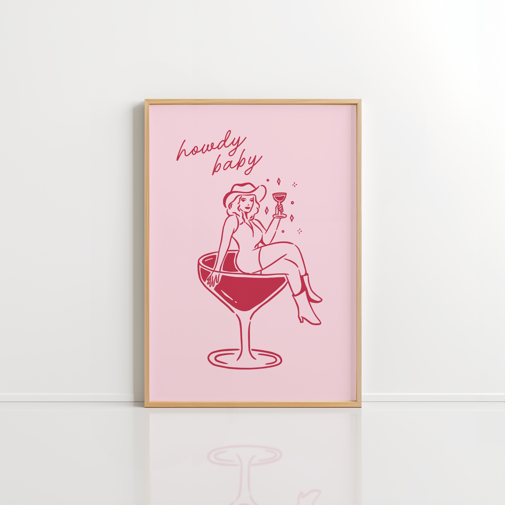 Howdy Baby Wall Art – Retro Cowgirl Print