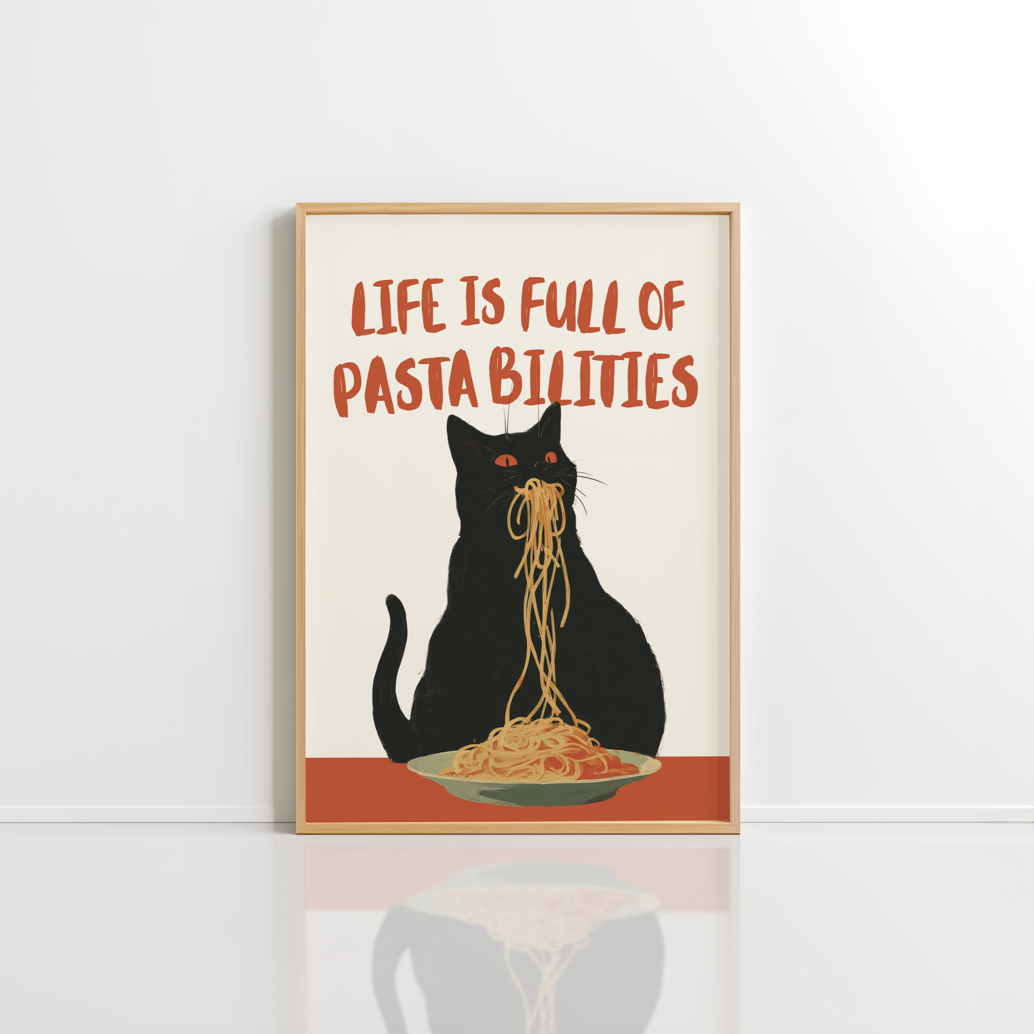 Pasta-bilities Wall Art – Funny Kitchen Cat Print