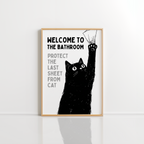 Funny Cat Bathroom Wall Art – Welcome to Bathroom Print