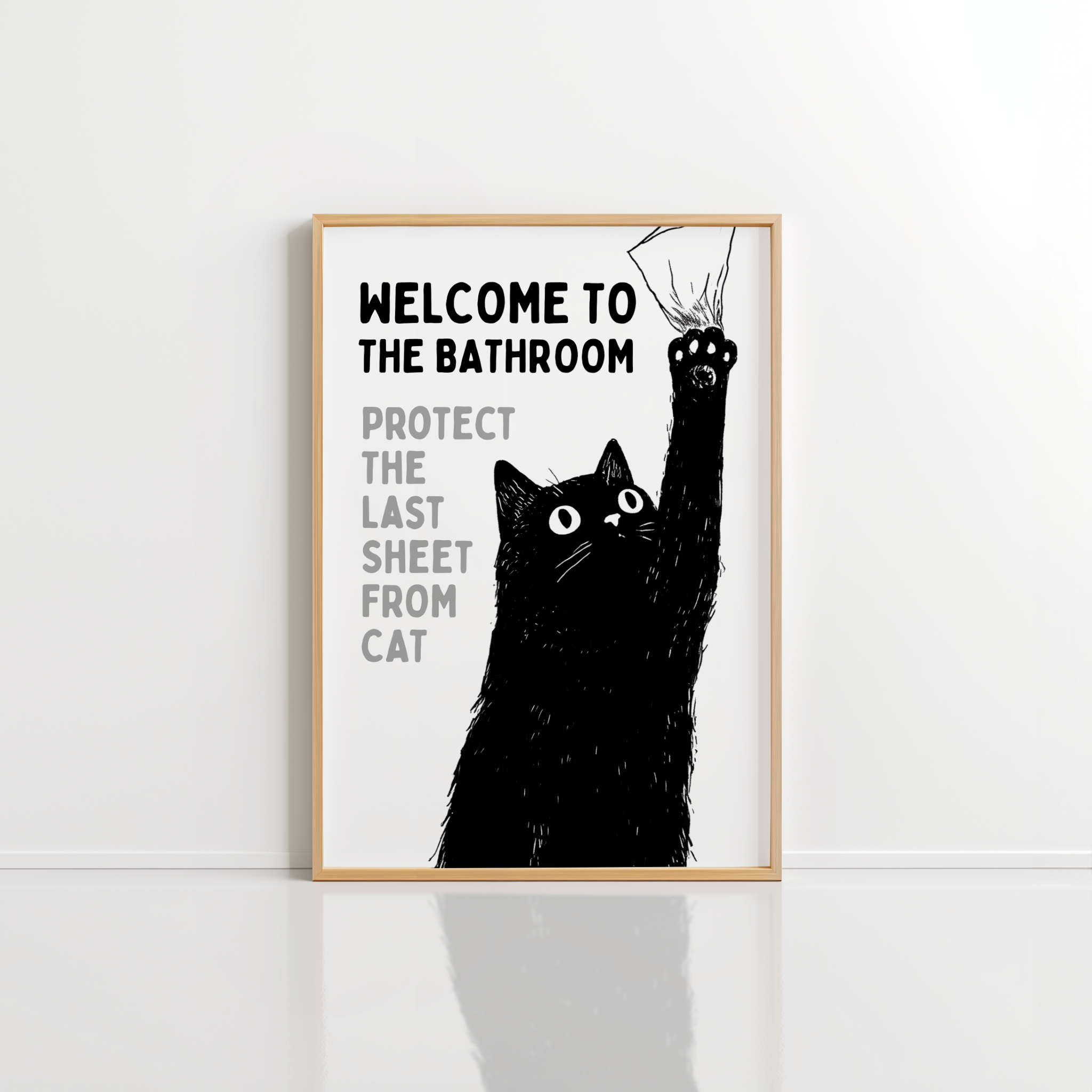 Funny Cat Bathroom Wall Art – Welcome to Bathroom Print