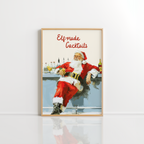 Retro Santa Bar Wall Art – Christmas Cocktail Print