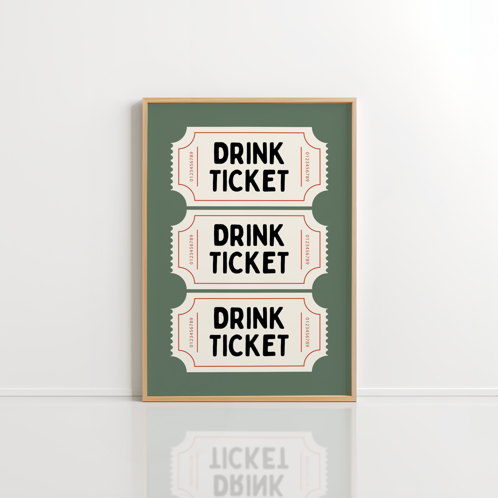 Drink Ticket Wall Art – Retro Bar Cart Print