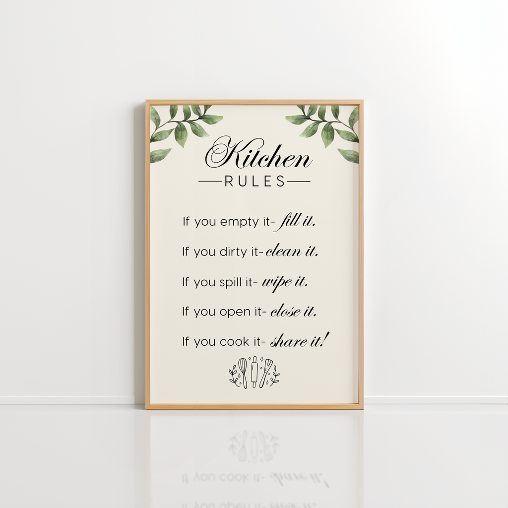 Kitchen Rules Wall Art – Funny Quote Print