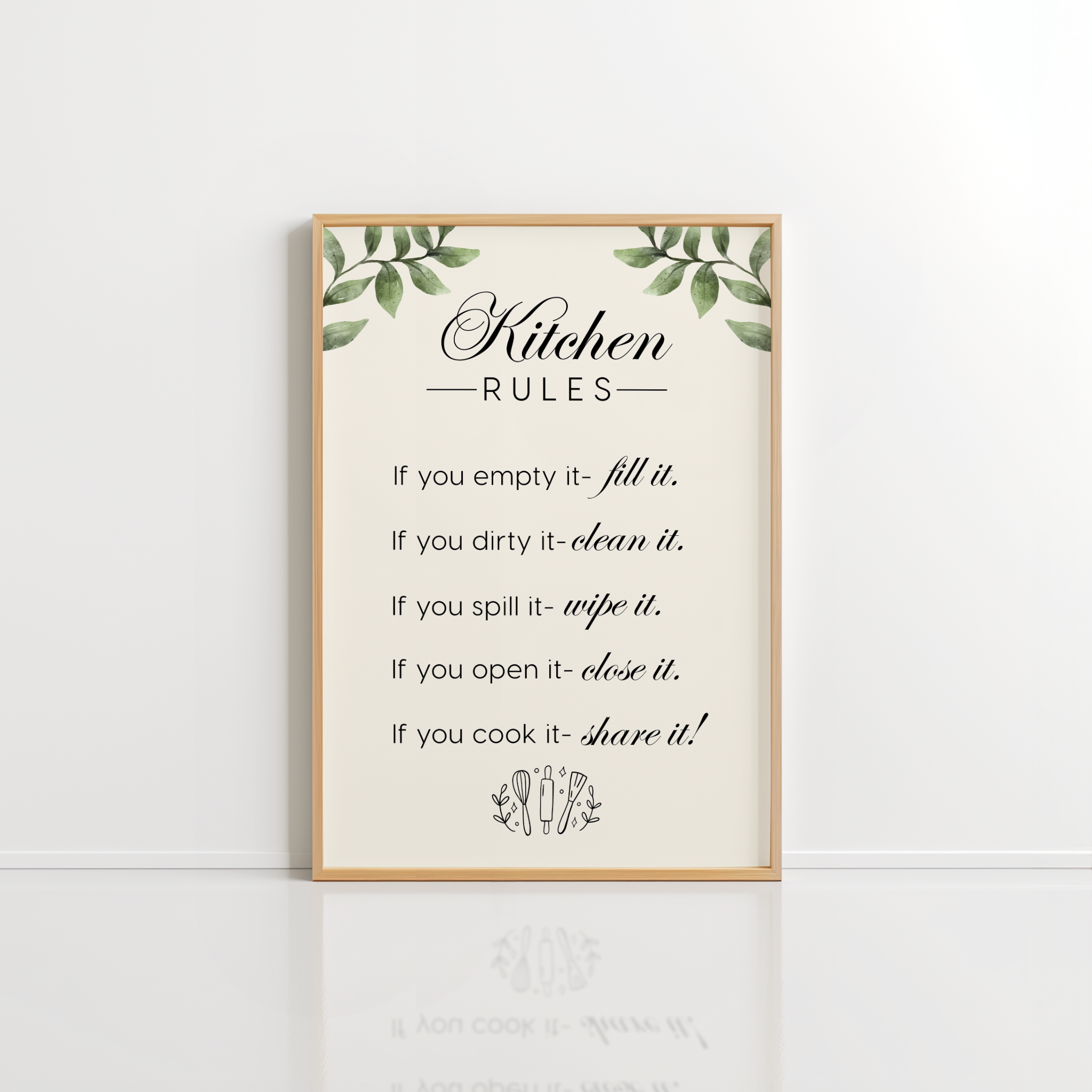 Kitchen Rules Wall Art – Funny Quote Print