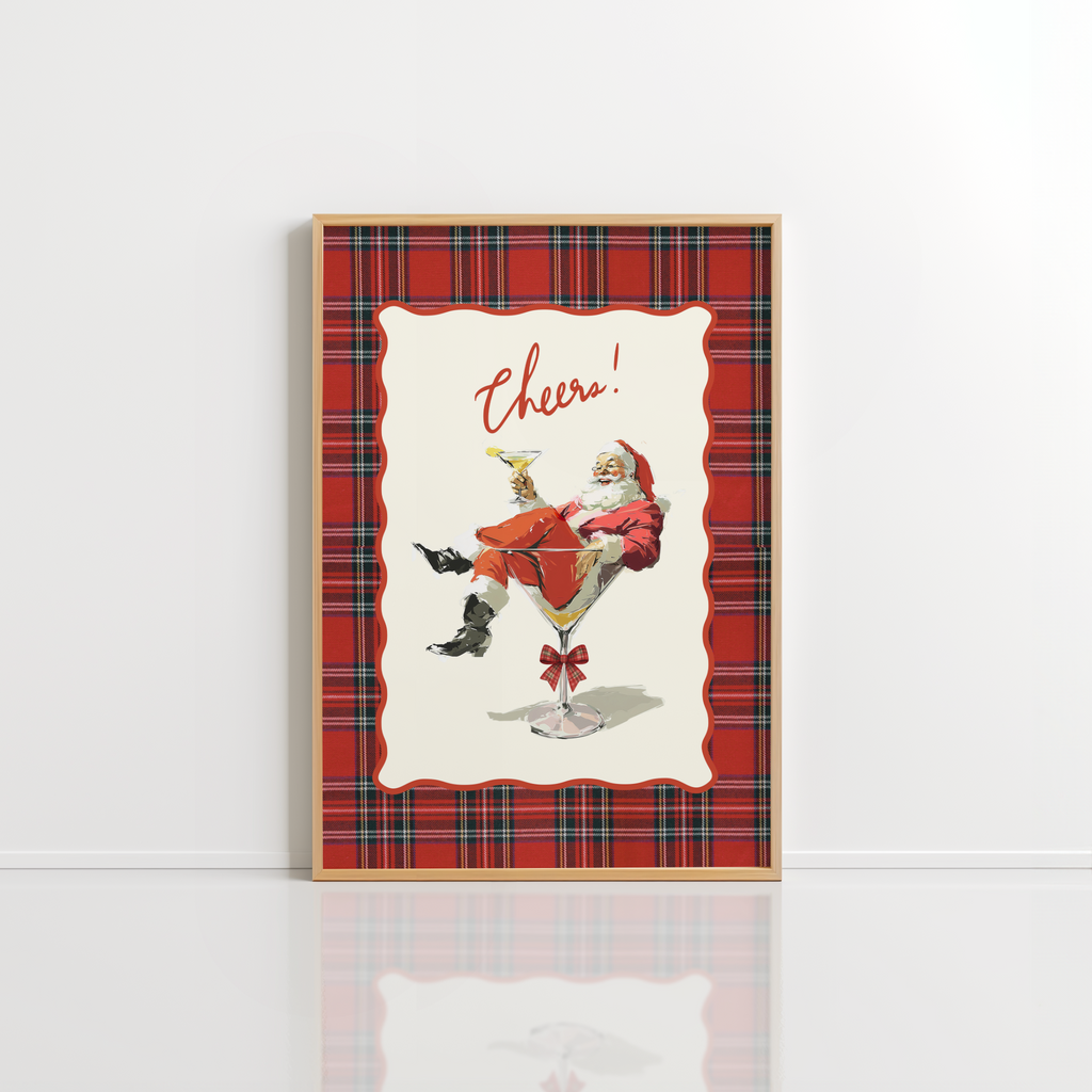 Cheers Santa Wall Art – Christmas Bar Cart Print