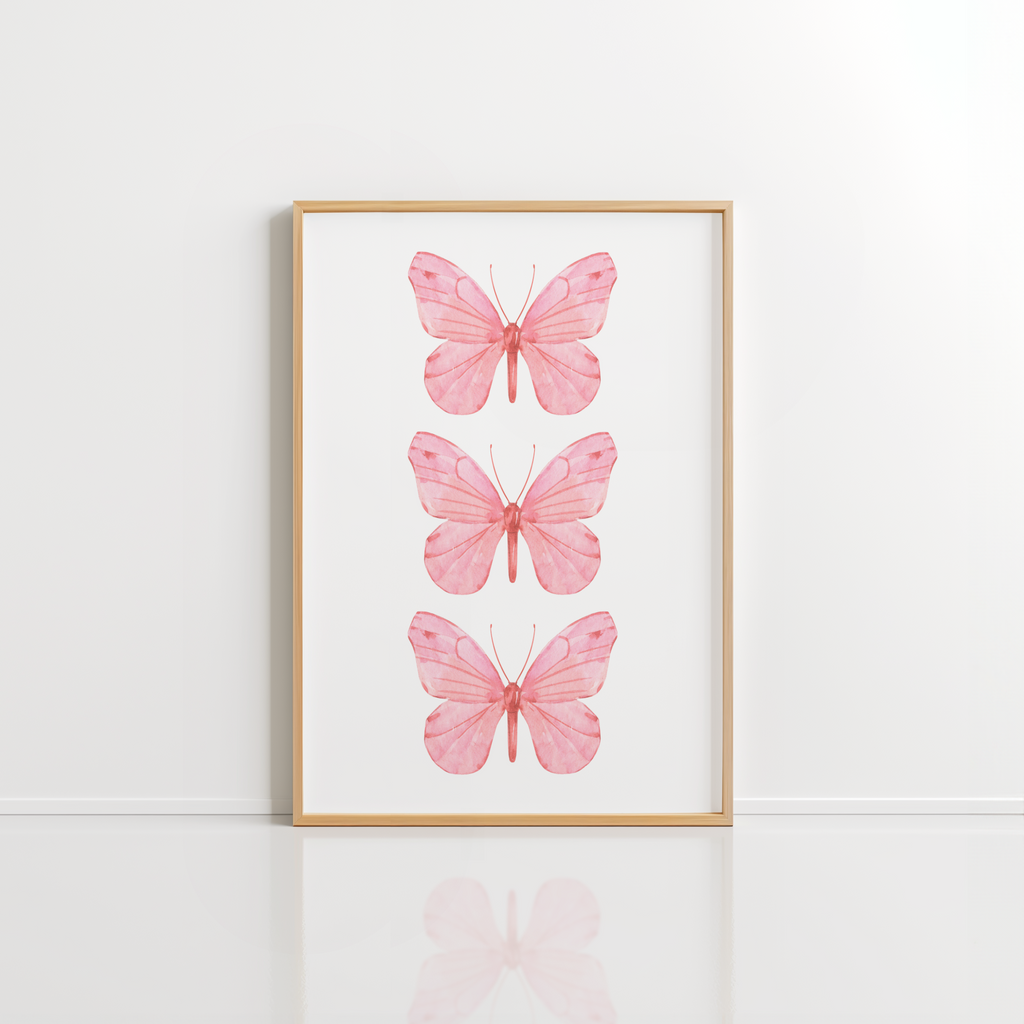 Pink Butterfly Wall Art – Preppy Girly Print