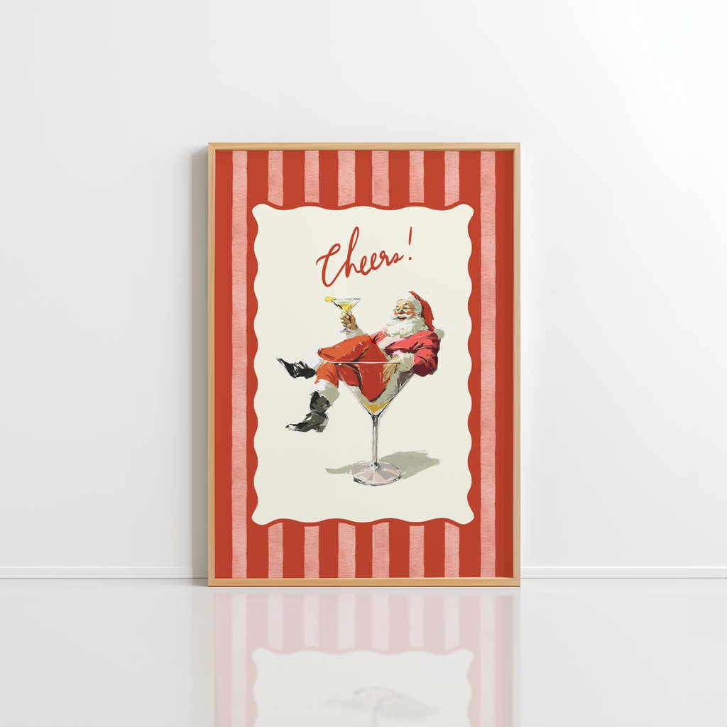 Cheers Santa Poster – Retro Christmas Wall Art