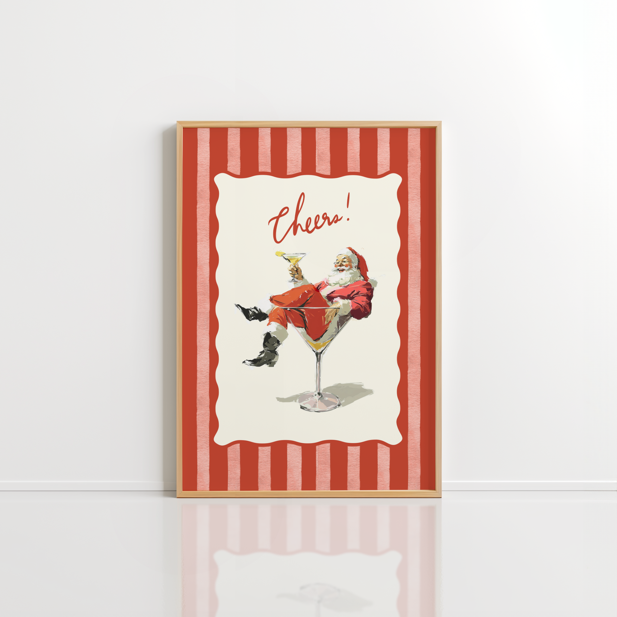 Cheers Santa Poster – Retro Christmas Wall Art