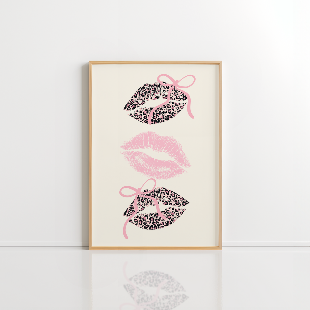 Pink Coquette Lips Wall Art – Leopard Style