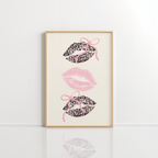 Pink Coquette Lips Wall Art – Leopard Style
