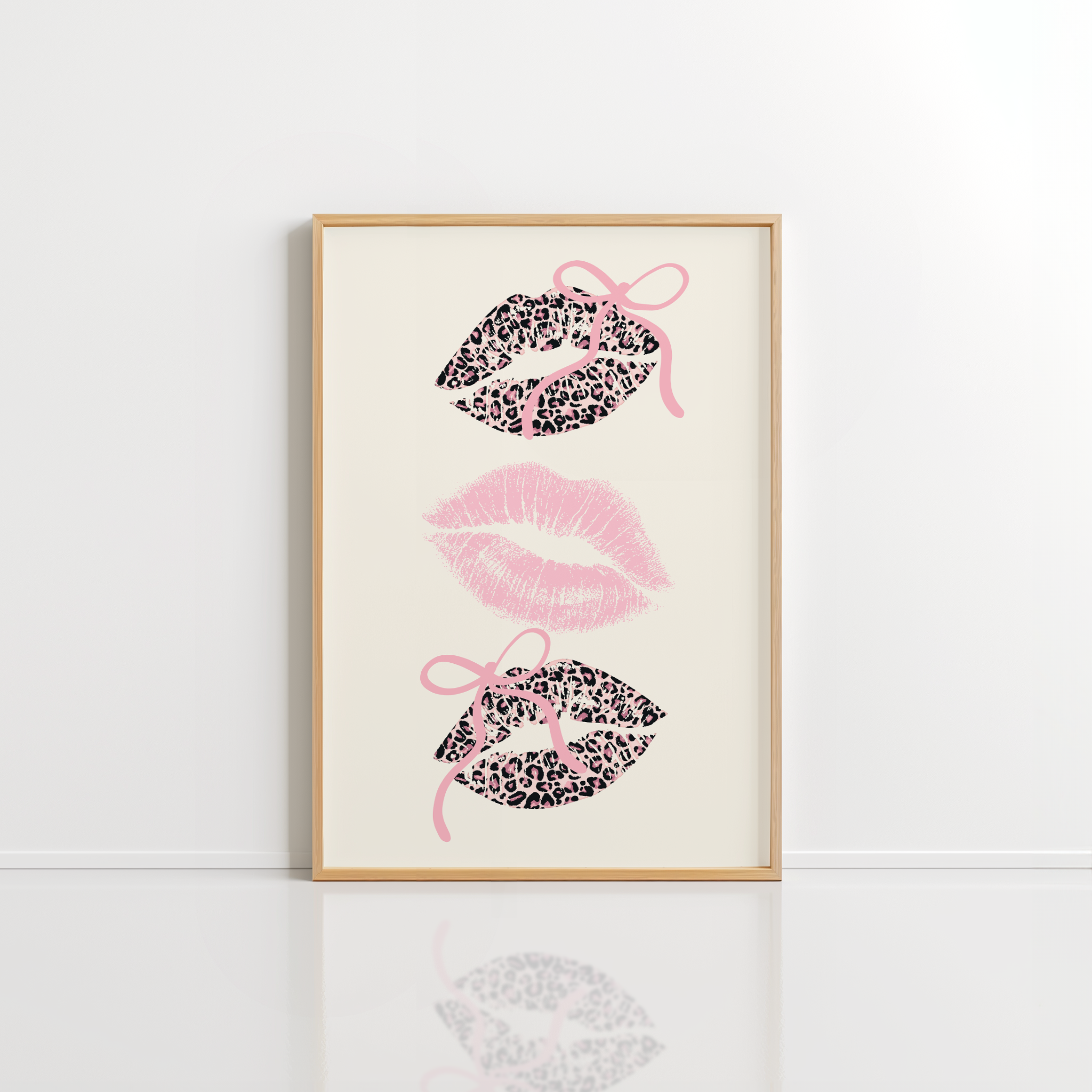 Pink Coquette Lips Wall Art – Leopard Style