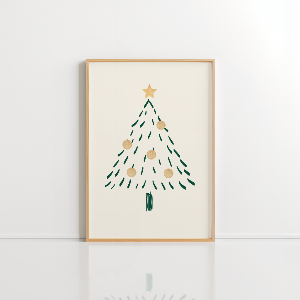 Minimal Christmas Tree Wall Art – Neutral Holiday