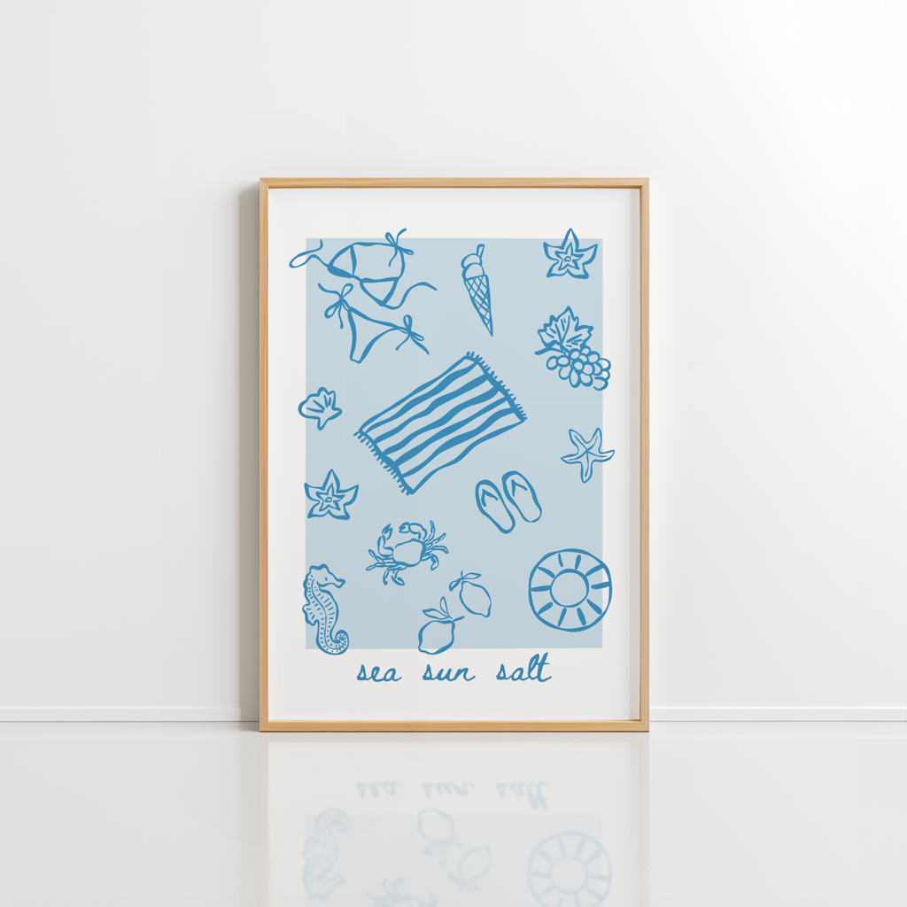 Sea Salt Coastal Wall Art – Blue Beach Print