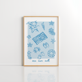 Sea Salt Coastal Wall Art – Blue Beach Print