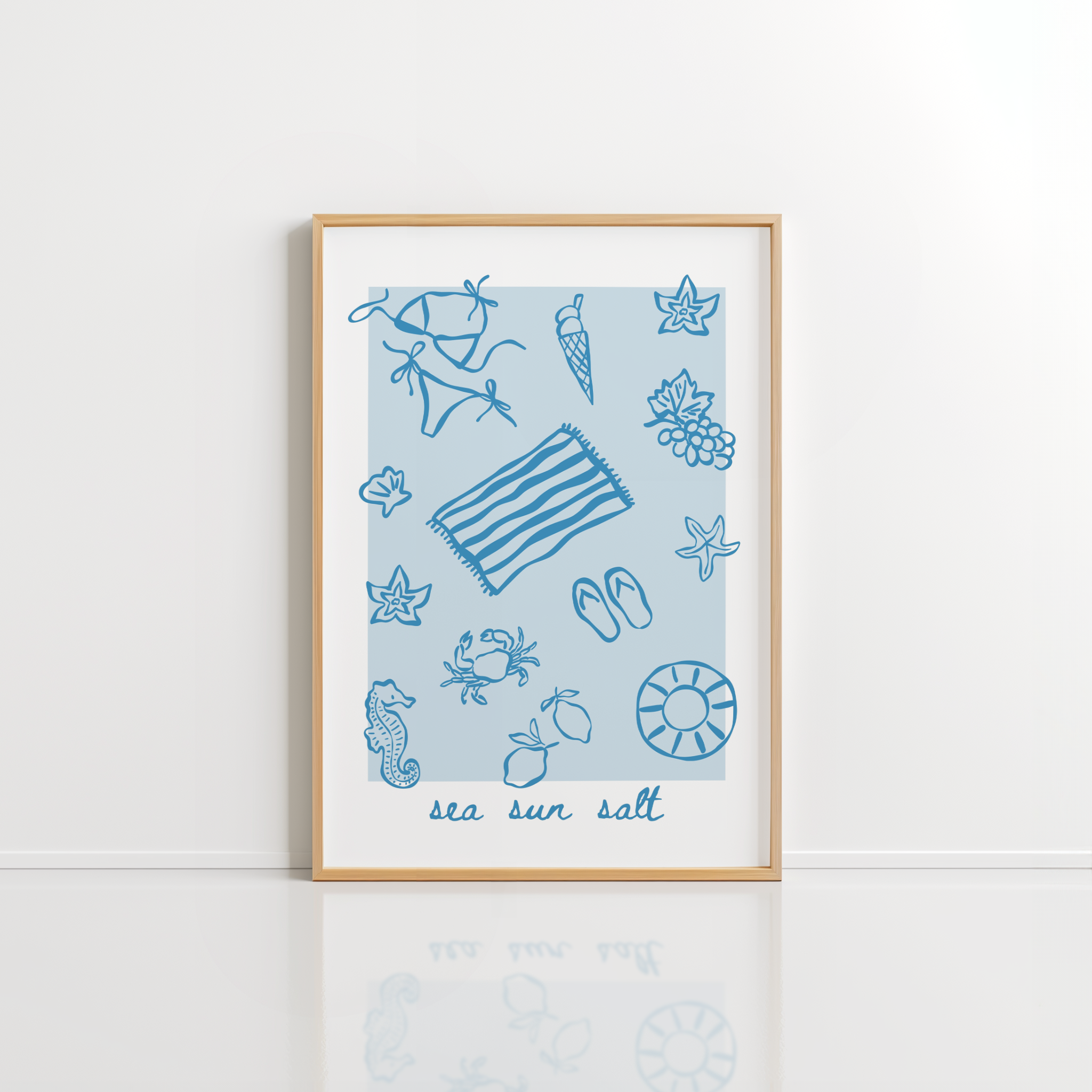 Sea Salt Coastal Wall Art – Blue Beach Print
