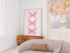 Trendy Pink Butterfly Wall Art, Preppy pink poster, College Apartment Decor, Watercolor Butterfly Print, coquette room decor, Girly Wall Art