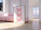 Trendy Pink Butterfly Wall Art, Preppy pink poster, College Apartment Decor, Watercolor Butterfly Print, coquette room decor, Girly Wall Art