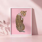 Pink Set of 3 Leopard Wall Art, Coquette Cheetah Kiss Print, Trendy Animal Print Poster, Girly Preppy Home Decor, Digital Download Wall Art