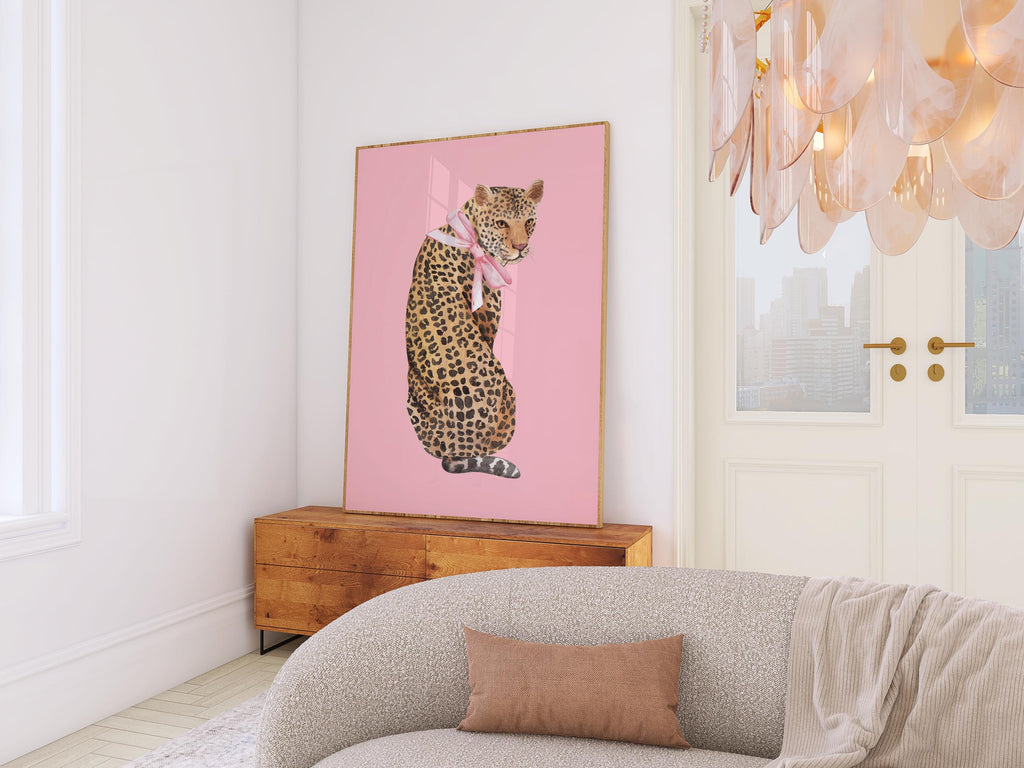 Pink Cheetah Wall Art, Coquette Cheetah Print, Preppy Room Decor, Leopard Poster Print, Printable Wall Art, Trendy Wall Art Preppy Decor