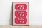 Retro Casino Wall Art Set of 3 Prints, Vintage Lucky 8 Ball, Ace of Hearts and Good Times Tickets, Red Pink Gallery Wall Artwork DIGITAL