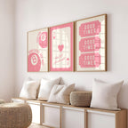 Set of 3 Pink Lucky 8 Ball Ace Card Trendy Wall Art Print, Ace of Hearts, Good Times Tickets, Retro Trendy Aesthetic Poster DIGITAL DOWNLOAD