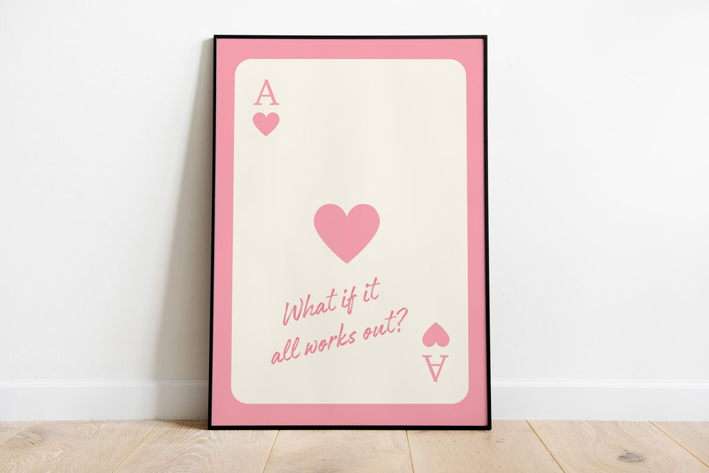 Set of 3 Pink Lucky 8 Ball Ace Card Trendy Wall Art Print, Ace of Hearts, Good Times Tickets, Retro Trendy Aesthetic Poster DIGITAL DOWNLOAD