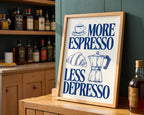 More Espresso Less Depresso Wall Art Print | Coffee Station Wall Art Decor, Coffee Bar Print, Coffee Lover Club Printable Art, Apartment Art