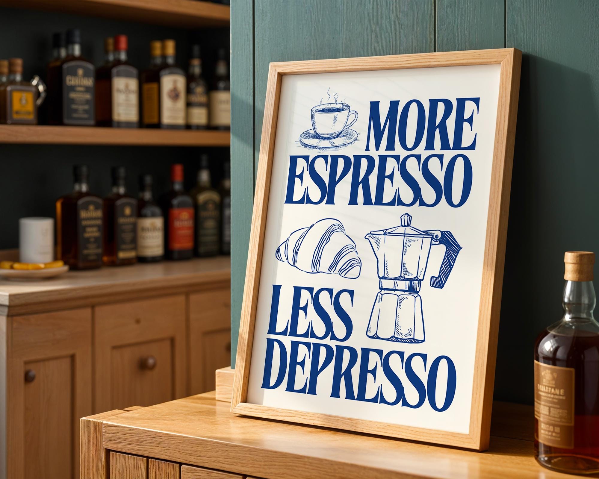 More Espresso Less Depresso Wall Art Print | Coffee Station Wall Art Decor, Coffee Bar Print, Coffee Lover Club Printable Art, Apartment Art