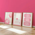 Set of 3 Pink Lucky 8 Ball Ace Card Trendy Wall Art Print, Ace of Hearts, Good Times Tickets, Retro Trendy Aesthetic Poster DIGITAL DOWNLOAD