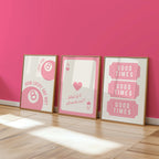Set of 3 Pink Lucky 8 Ball Ace Card Trendy Wall Art Print, Ace of Hearts, Good Times Tickets, Retro Trendy Aesthetic Poster DIGITAL DOWNLOAD