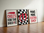 Kitchen Wall Art Spicy Chilli Print, Set of 3 Kitchen Prints, Typography Art, Trendy Wall Art, Restaurant Decor, Bar Cart Art, DIGITAL ART