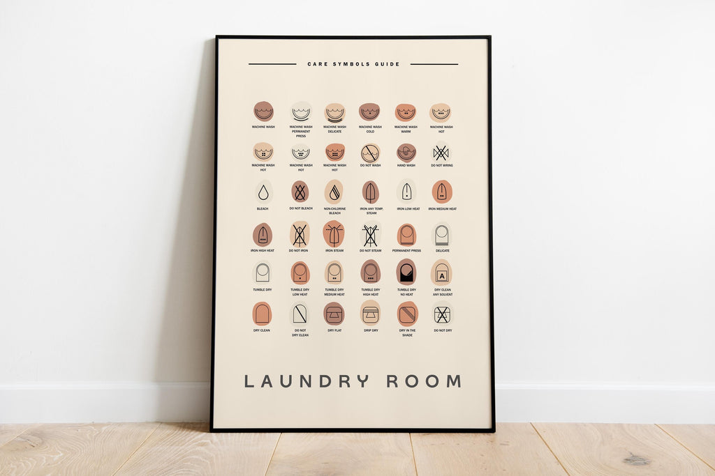 Laundry Room Sign Set of 3 Print Laundry Printable Laundry wall art Laundry Care Guide, Laundry Symbol Home Organization Digital Download