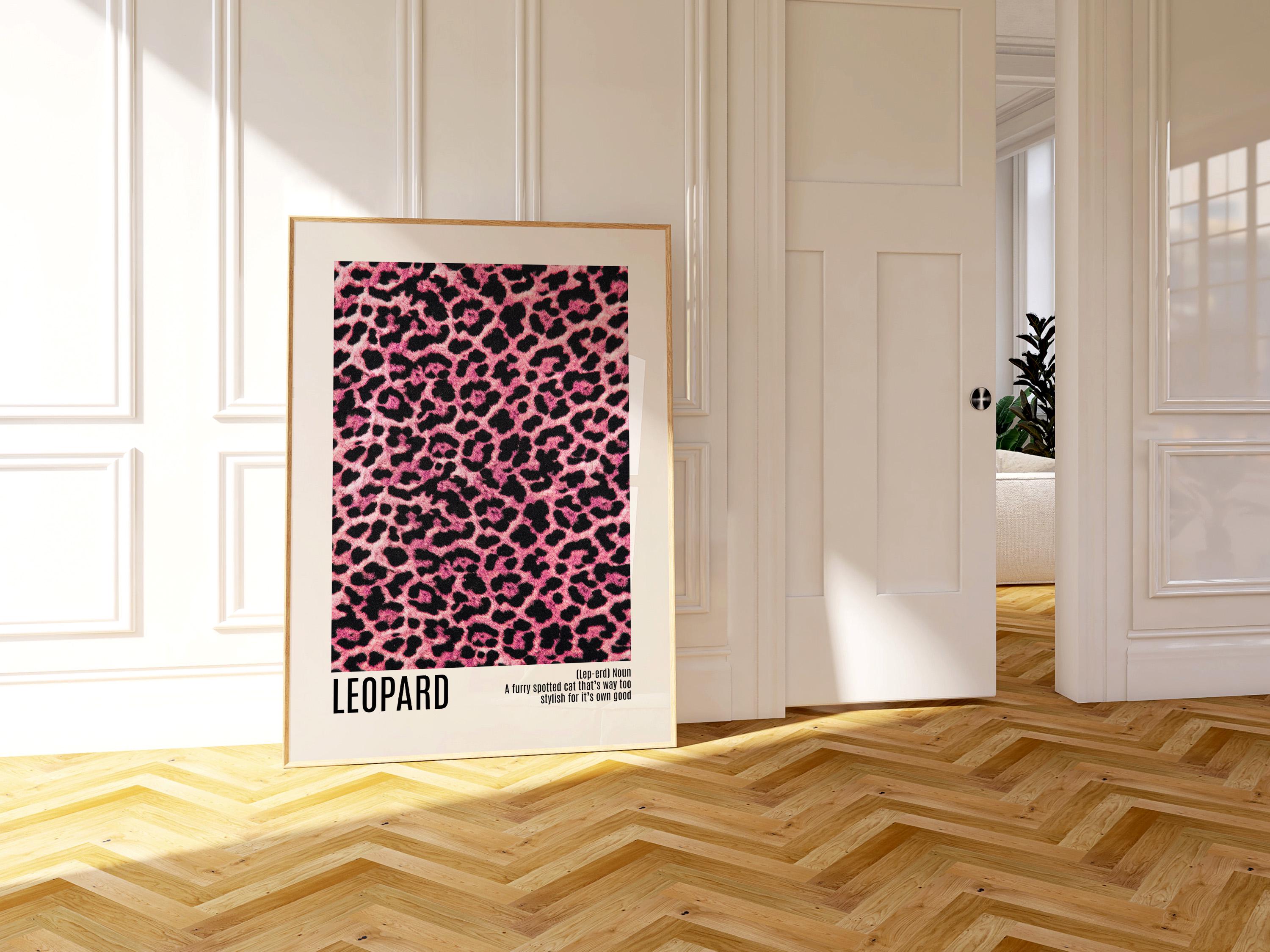 Pink Leopard Print Poster, Modern Fashion Wall Art, Glam Animal Pattern Typography Print, Contemporary Chic Decor Digital Download