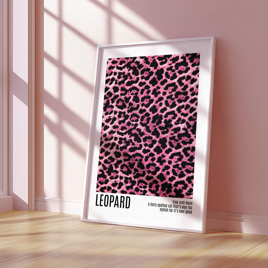 Pink Leopard Print Poster, Modern Fashion Wall Art, Glam Animal Pattern Typography Print, Contemporary Chic Decor Digital Download