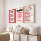 Funny Pink Bathroom Set of 3 Prints Ticket Bathroom Wall Art Trendy Bathroom Prints Sweet Cheeks Poster Bathroom Wall Art Nice Bum DIGITAL