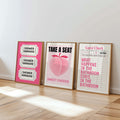 Funny Pink Bathroom Set of 3 Prints Ticket Bathroom Wall Art Trendy Bathroom Prints Sweet Cheeks Poster Bathroom Wall Art Nice Bum DIGITAL