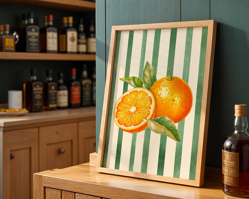 Orange Wall Decor, Orange Fruit Poster, Modern Farmhouse Kitchen Print, Trendy Food Art, Retro Kitchen Art, Fruit Wall Decor, DIGITAL PRINT