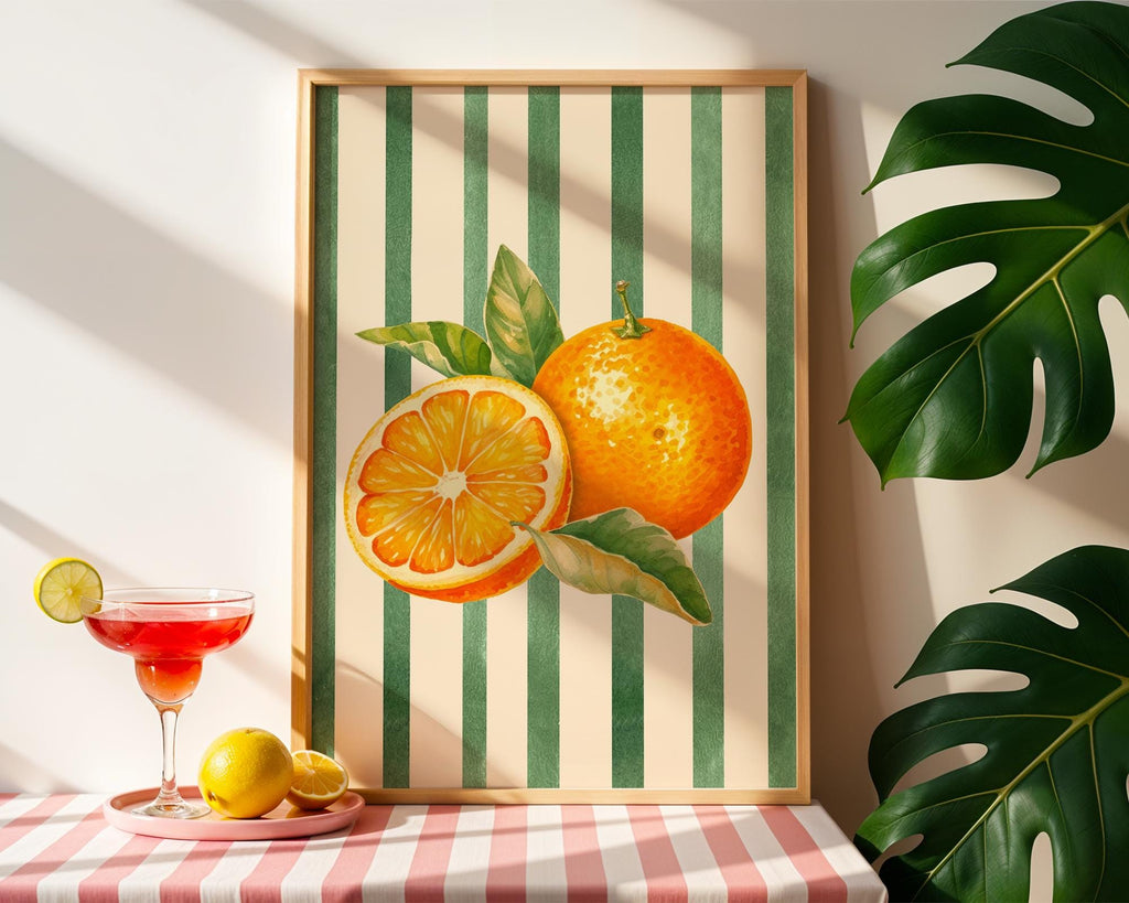Orange Wall Decor, Orange Fruit Poster, Modern Farmhouse Kitchen Print, Trendy Food Art, Retro Kitchen Art, Fruit Wall Decor, DIGITAL PRINT