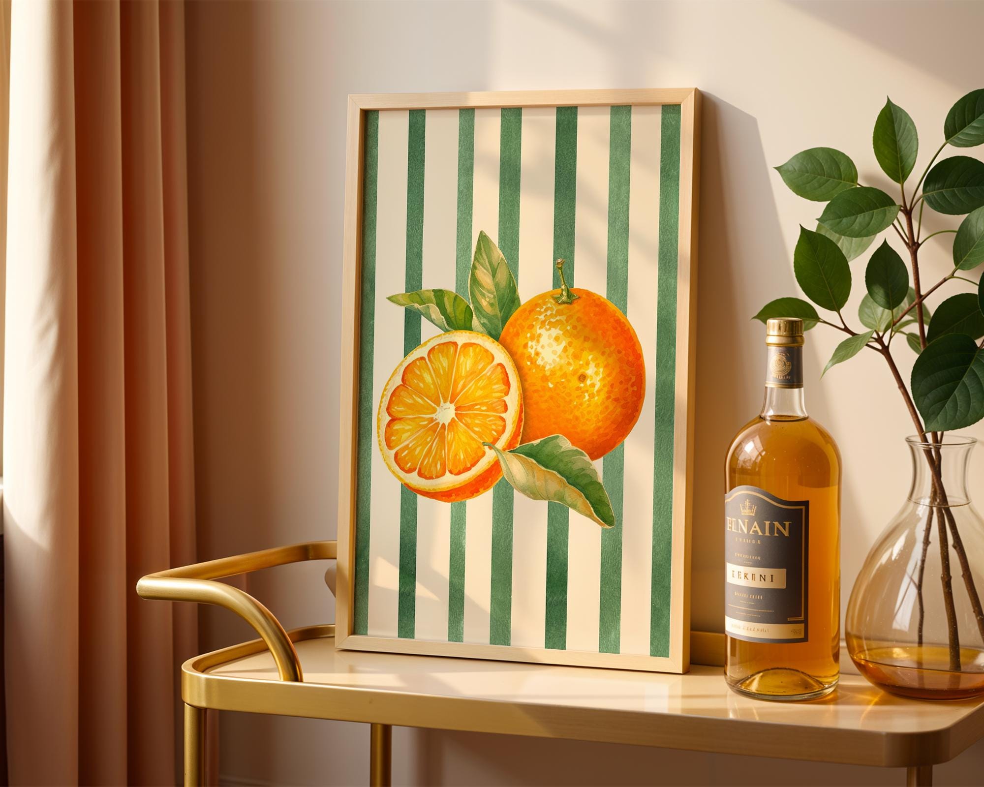 Orange Wall Decor, Orange Fruit Poster, Modern Farmhouse Kitchen Print, Trendy Food Art, Retro Kitchen Art, Fruit Wall Decor, DIGITAL PRINT