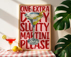 Martini Poster, Extra Dirty Please Martini Wall Art, Retro Cocktail Poster, Bar Cart Art Print, Modern Kitchen Print, Trendy Printable Art