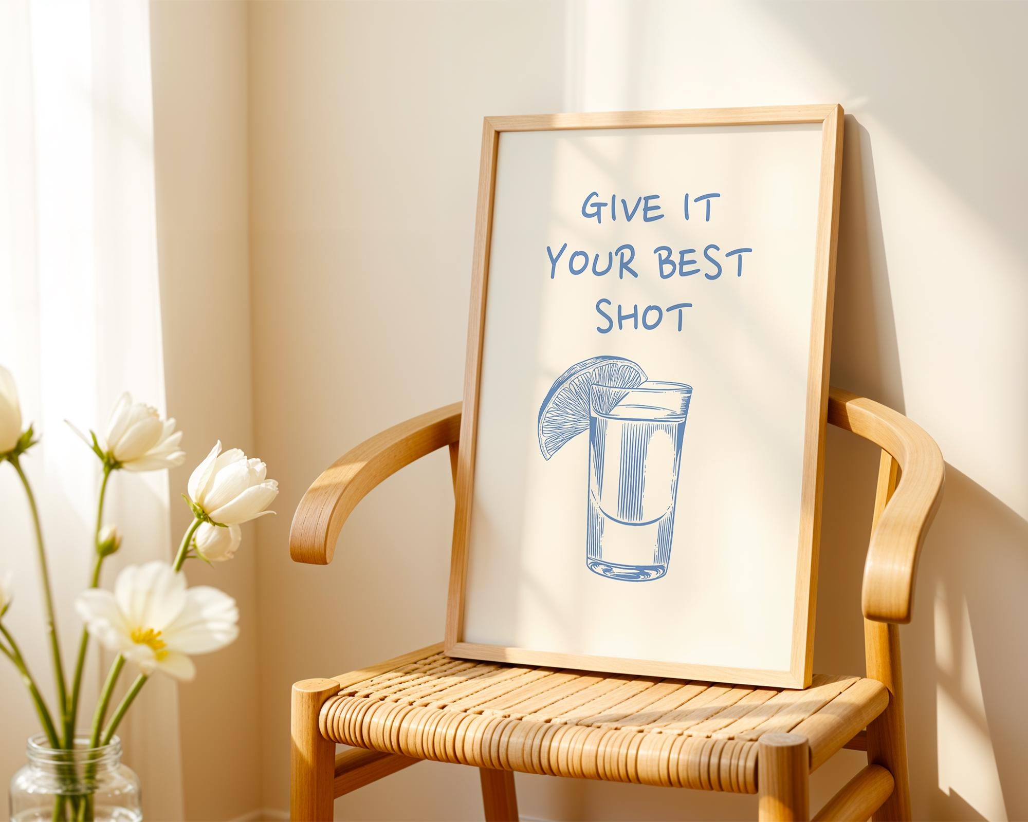 Blue Give It Your Best Shot Print Trendy Bar Cart Decor Tequila Print Blue Bar Cart Wall Art Modern Bar Cart Wall Art DIGITAL DOWNLOAD