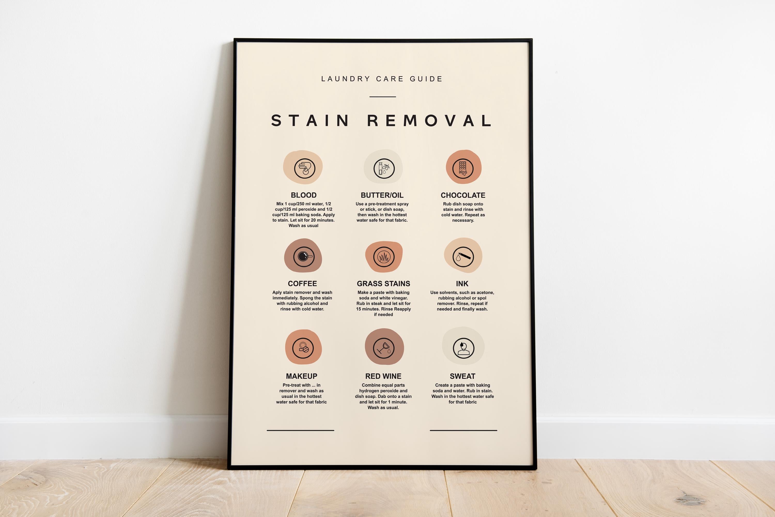Laundry Print, Laundry Stain Removal, Laundry Room Sign, Laundry Printable Art, Laundry Care Guide, Laundry Wall Art, Print Digital Download