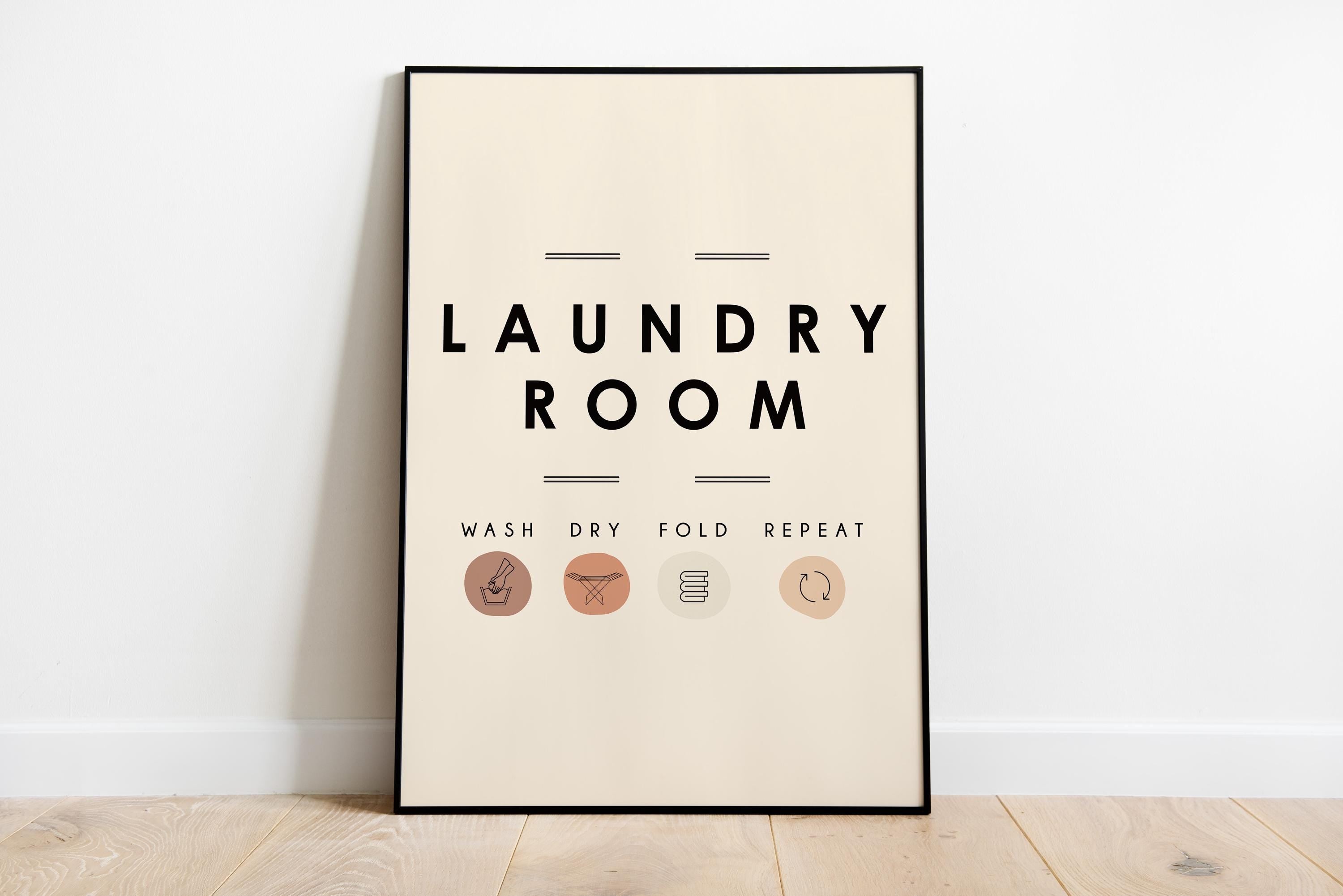 Laundry Room Sign Set of 3 Print Laundry Printable Laundry wall art Laundry Care Guide, Laundry Symbol Home Organization Digital Download