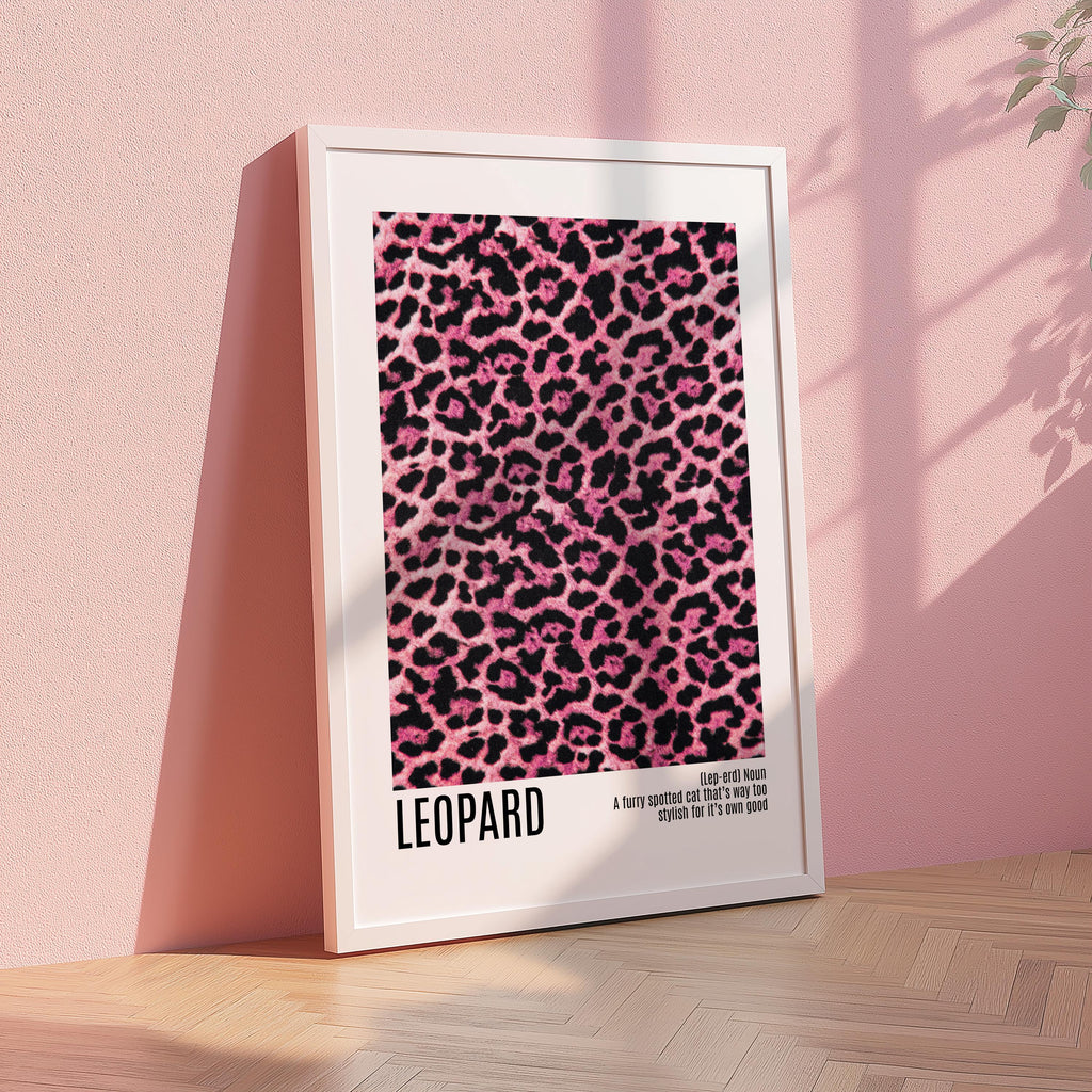 Pink Leopard Print Poster, Modern Fashion Wall Art, Glam Animal Pattern Typography Print, Contemporary Chic Decor Digital Download