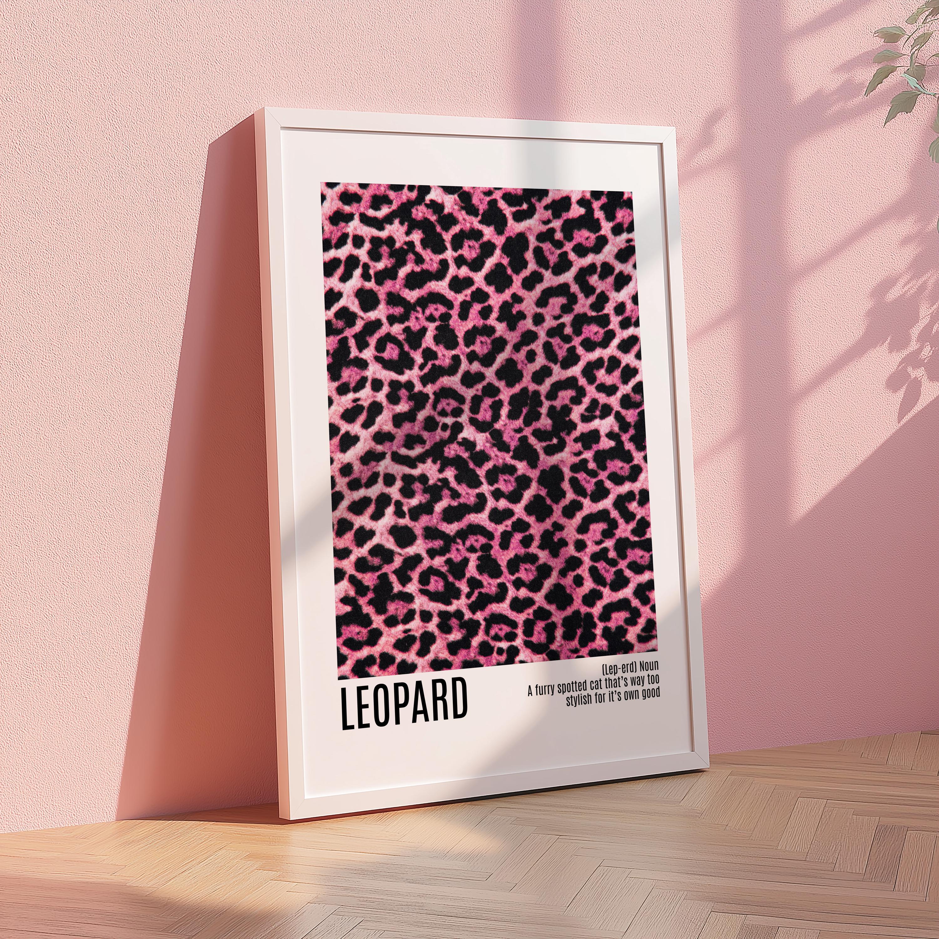 Pink Leopard Print Poster, Modern Fashion Wall Art, Glam Animal Pattern Typography Print, Contemporary Chic Decor Digital Download