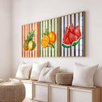 Retro Fruit Abstract Kitchen Art Print Set of 3 Gallery Minimalist Wall Art Orange Watermelon Pineapple Fruit Market Print Digital Download