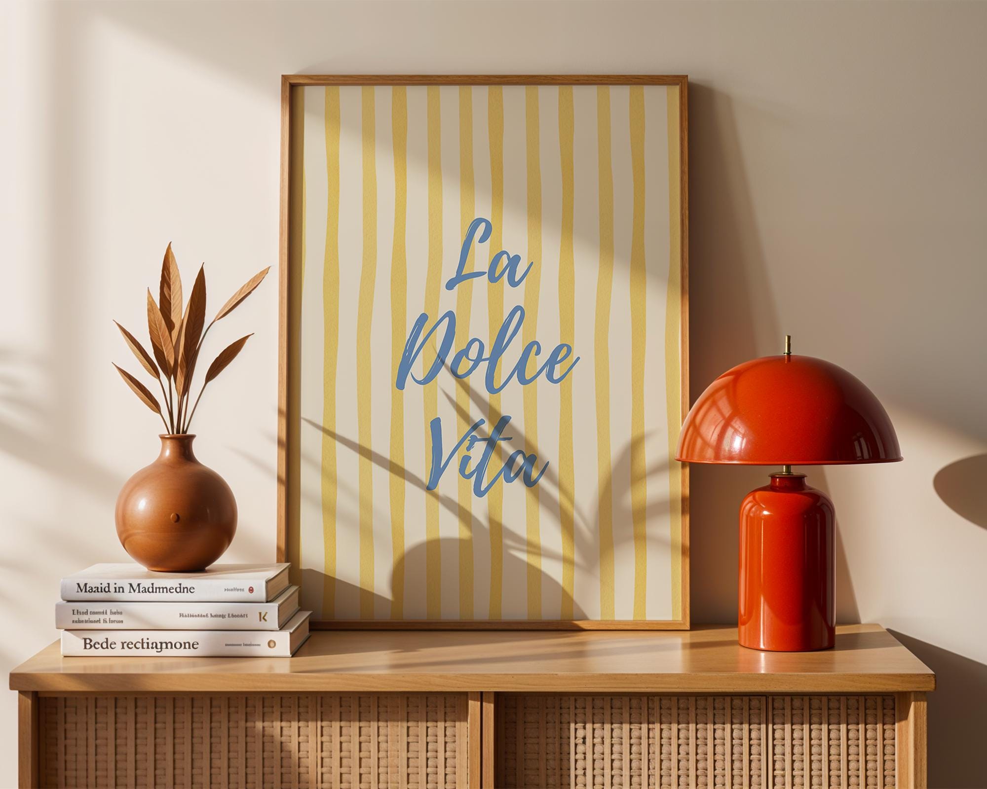 La Dolce Vita Print, Trendy Blue Yellow Italian Summer Wall Art, Coastal Aesthetic Poster, Beachy Printable Art, Trendy Wall Art Girly Print
