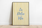 La Dolce Vita Print, Trendy Blue Yellow Italian Summer Wall Art, Coastal Aesthetic Poster, Beachy Printable Art, Trendy Wall Art Girly Print