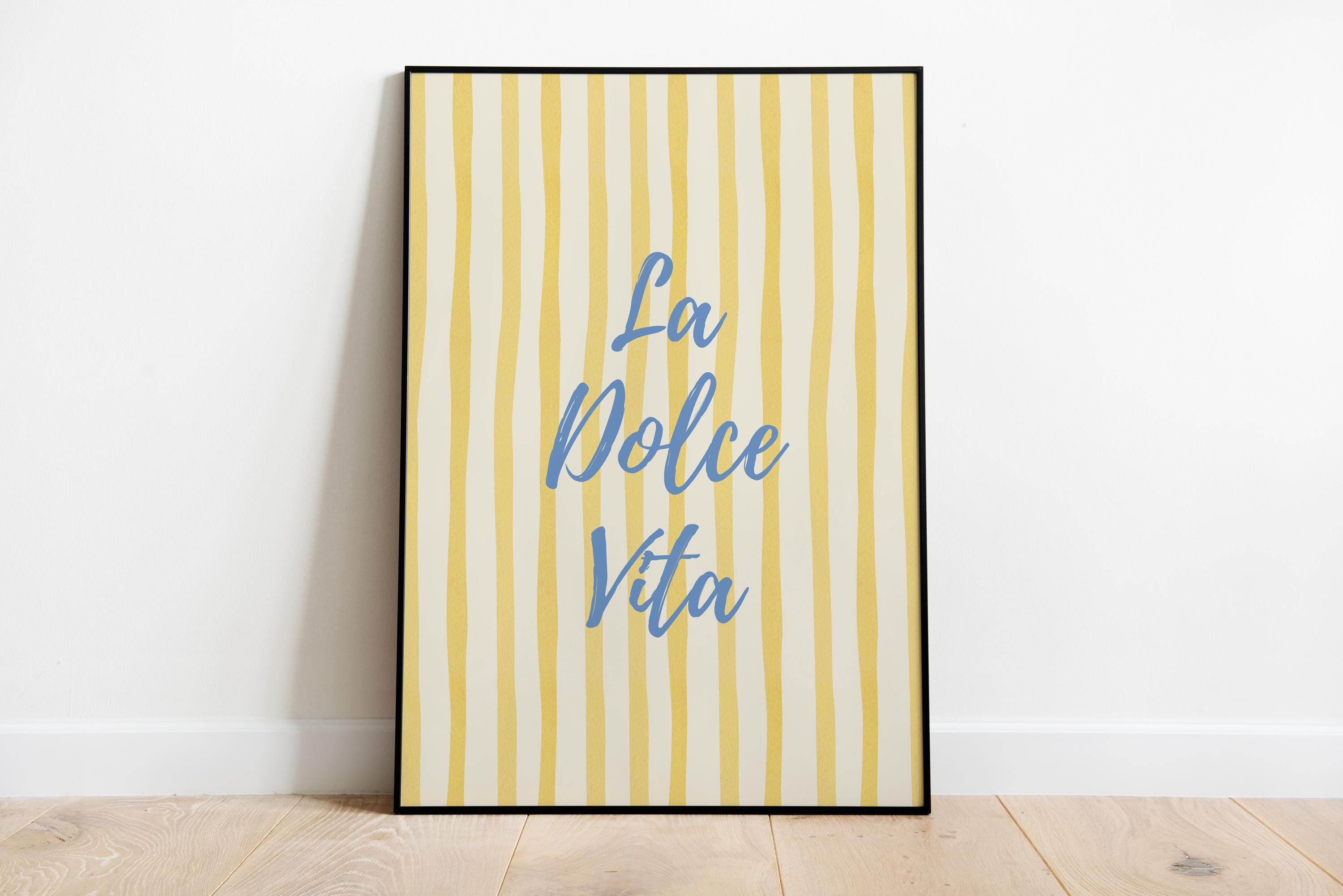 La Dolce Vita Print, Trendy Blue Yellow Italian Summer Wall Art, Coastal Aesthetic Poster, Beachy Printable Art, Trendy Wall Art Girly Print