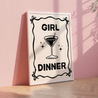 Girl Dinner Print, Funny Kitchen Prints, College Apartment Poster Black Bar Cart Decor, Cocktail Wall Art, Cute Martini Gifts, Bar Cart Art